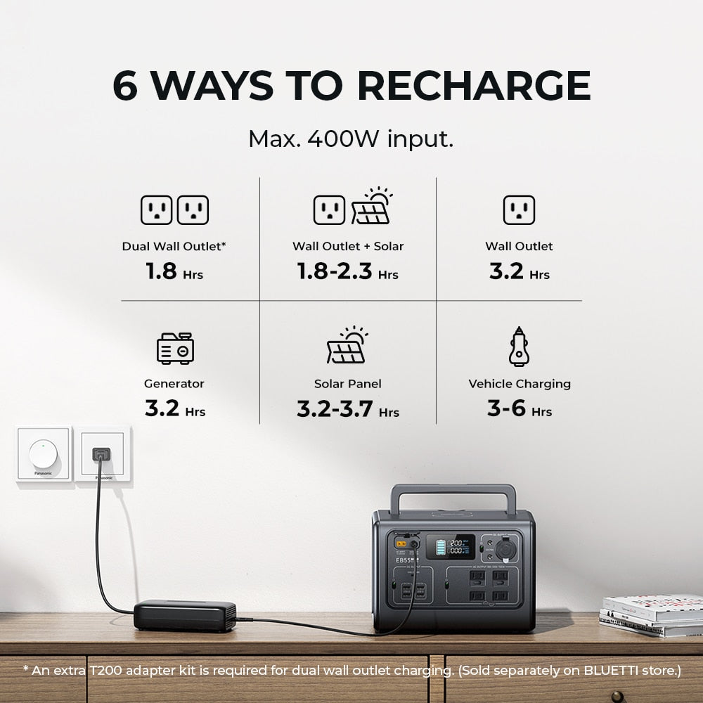 BLUETTI EB55 Portable Power Station 700W 537Wh Solar Station Generator