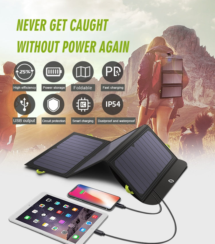 ALLPOWERS Portable Solar Panel 5V 21W Built-in 10000mAh Battery