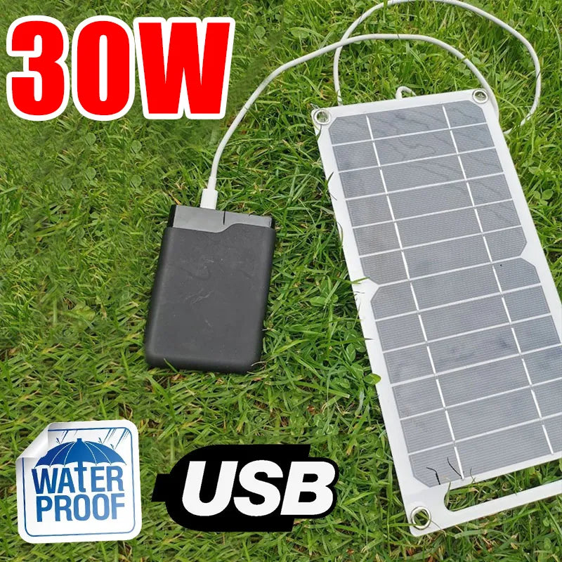 30W Portable Solar Panel with USB Power Bank