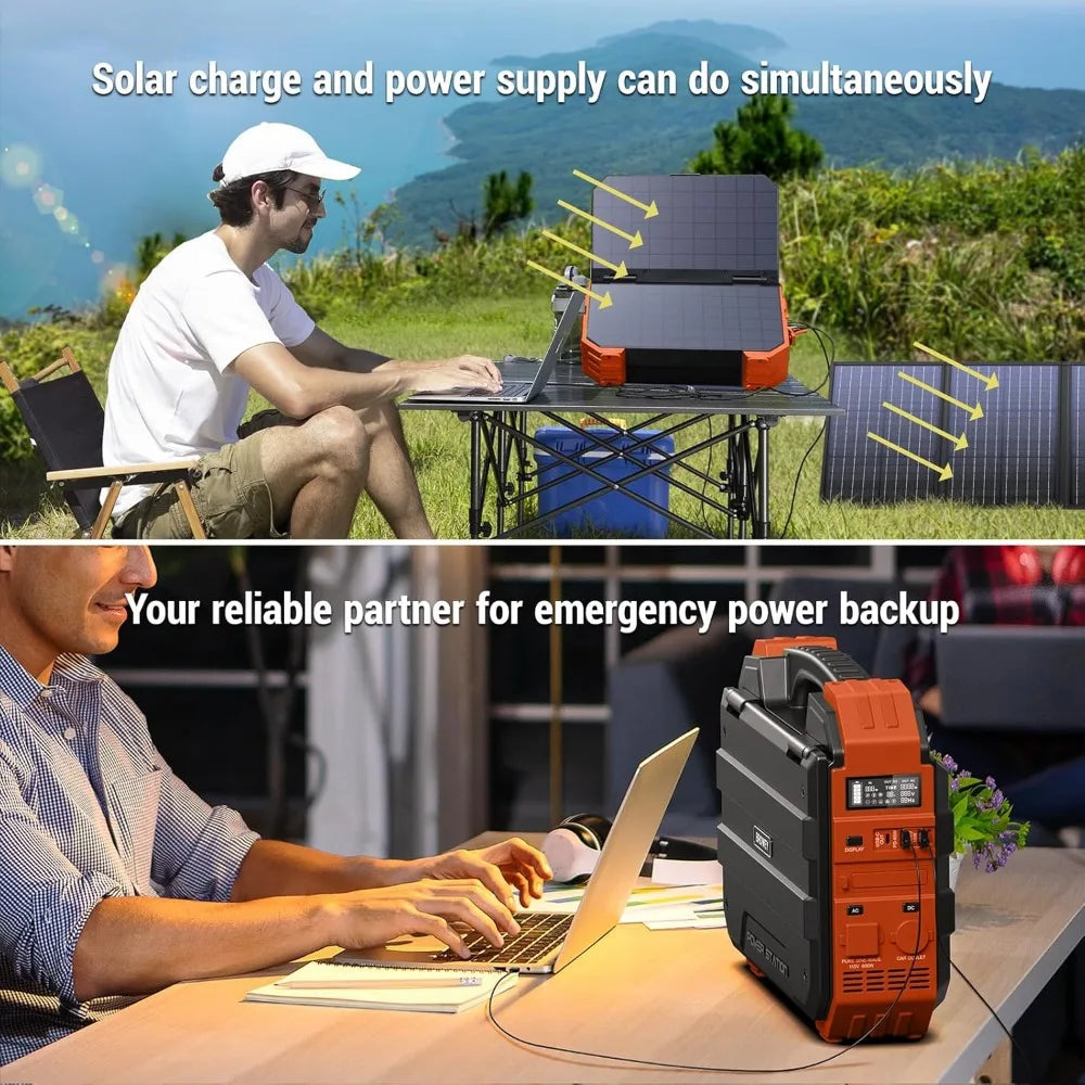 Portable Power Station with Built-in Solar Panel