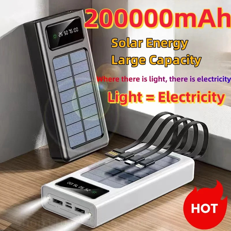 Ultra-Large Capacity Solar Charging Power Bank - 200000mAh