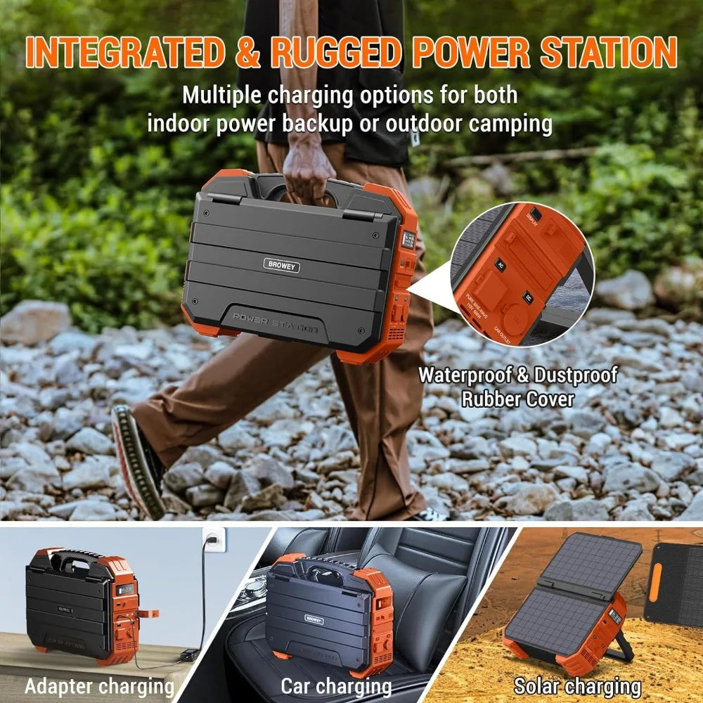 Portable Power Station with Built-in Solar Panel