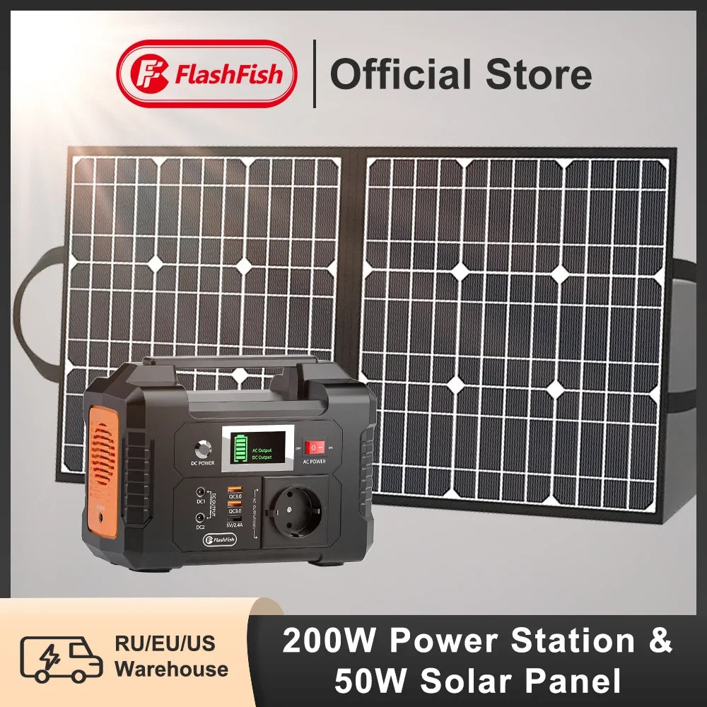 Portable Solar Powered Power Station 200W 151Wh