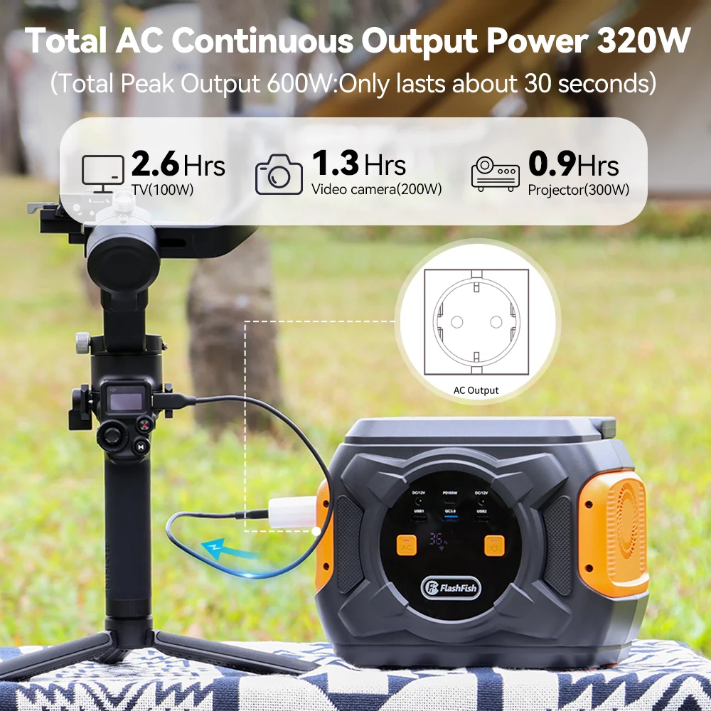 Flashfish 230V 320W Portable Power Station with Solar Panel